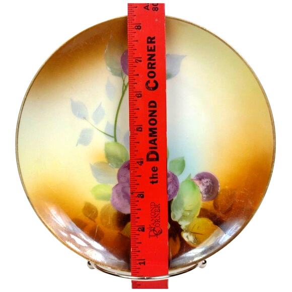 Vintage Meito China Hand Painted Plate Plums Floral Gold Border 8” Japan Made - Picture 3 of 6